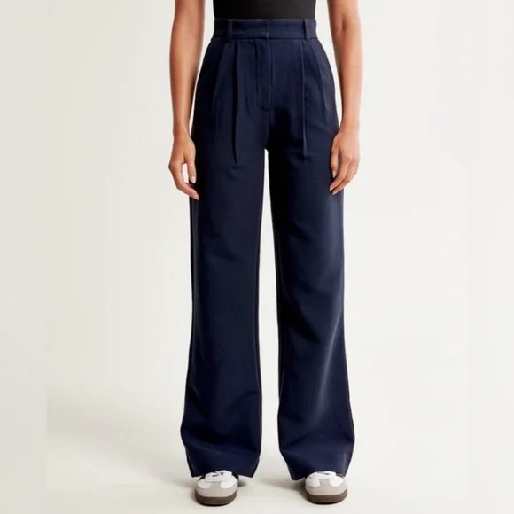 Abercrombie & Fitch Sloane Tailored Pants | Ultra High Rise Wide Leg | Navy 2S - Picture 1 of 13